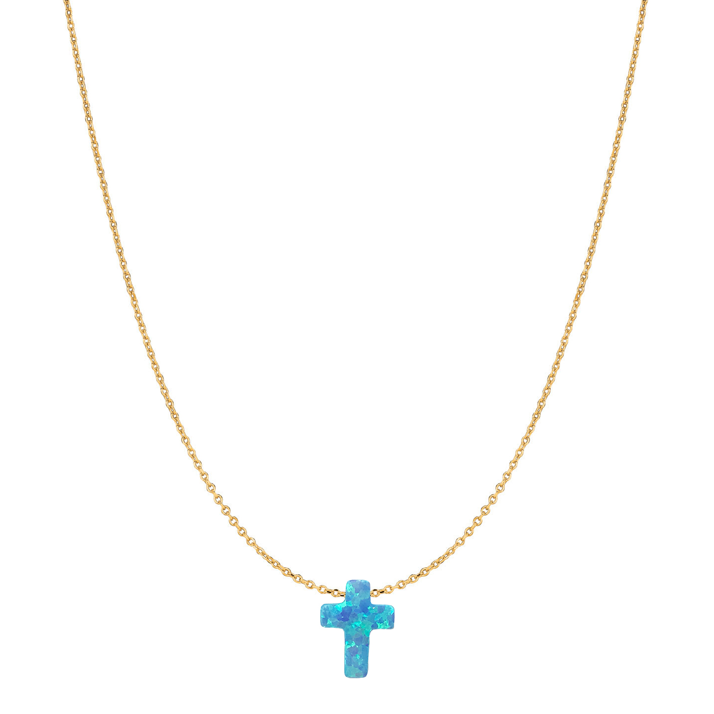 Cross jewelry Cross necklace Blue cross necklace Cross pendant Opal cross necklace Sieraden Kettingen Bedelkettingen Cross necklace women 