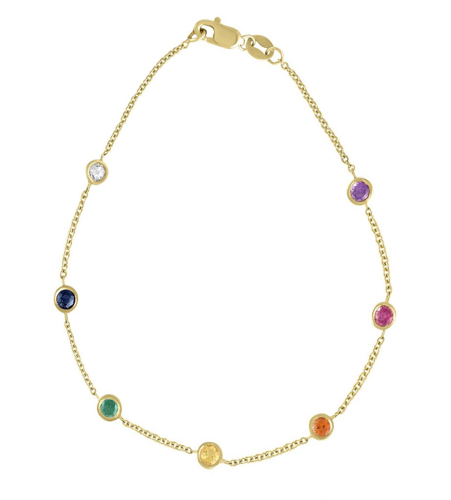 14 Karat Gold Rainbow Gemstone By The Yard Necklace - Jewels By Elle