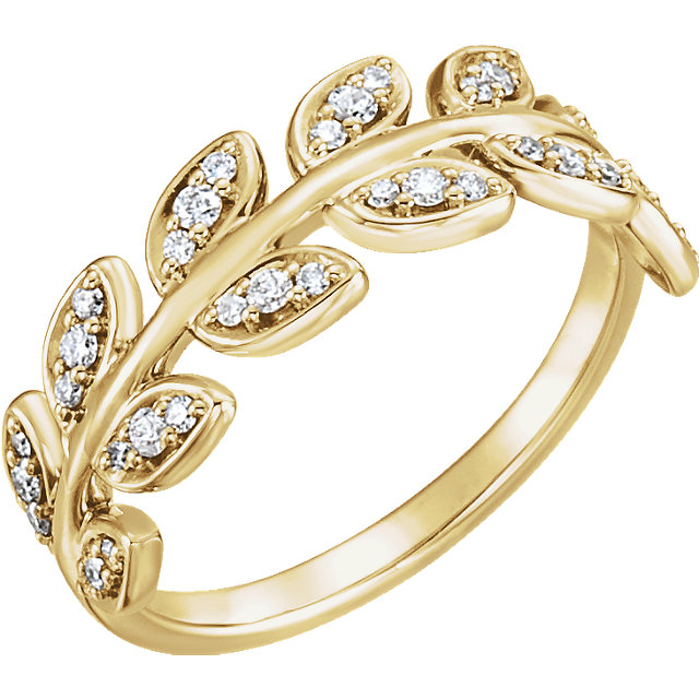 14 Karat Gold Diamond Laurel Wreath Leaf Vine Ring - Jewels By Elle